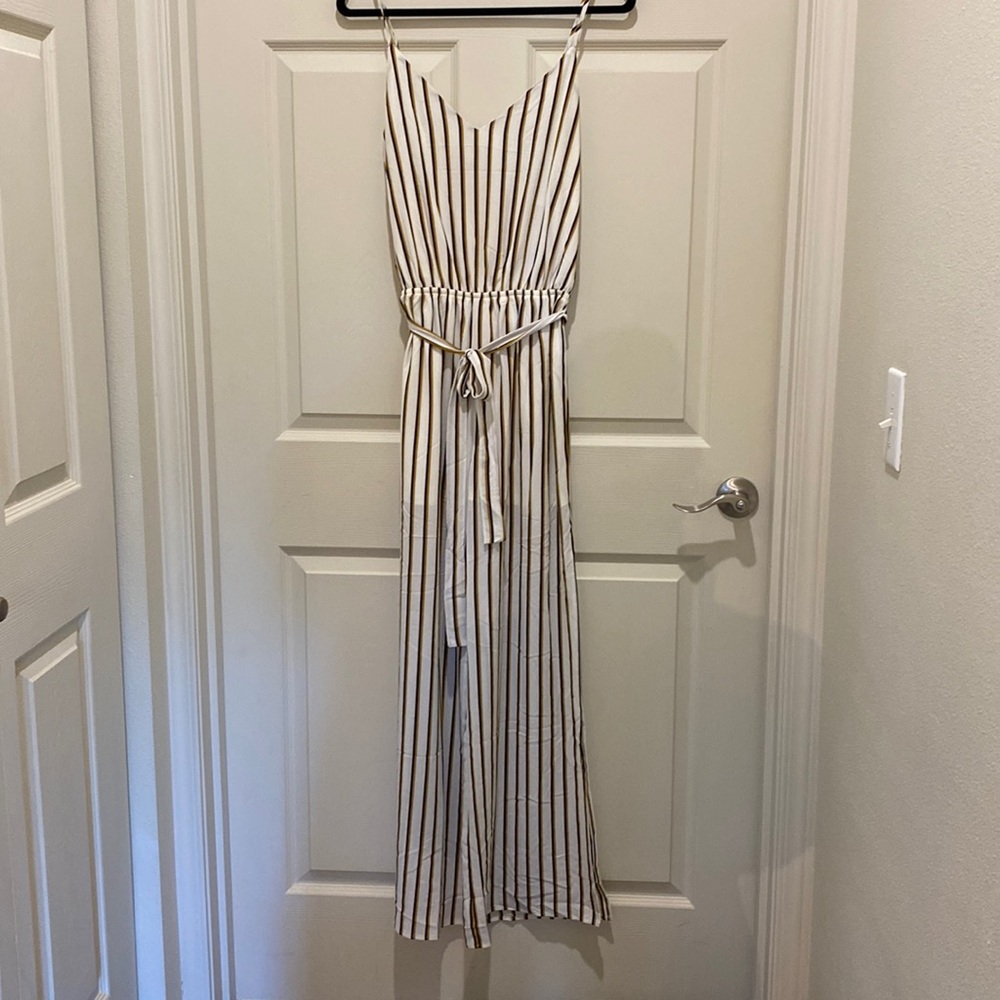(S) Striped Side Slit Romper